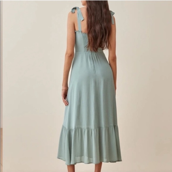 Reformation Sage Green Midi Dress Celadon - Picture 2 of 6